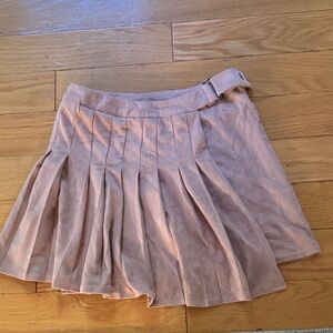 Pleated baby pink faux suede Skirt
